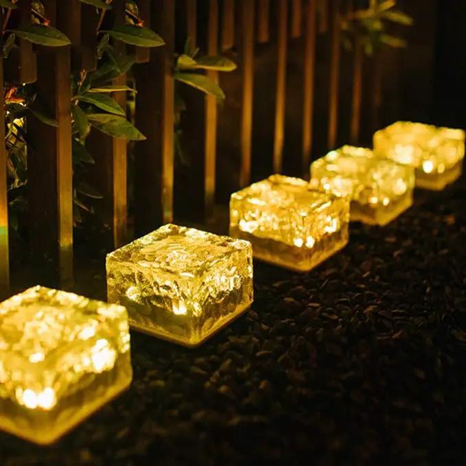 Epicgadget Solar Ice Cube Shaped Light, 2.8x2.8x2 inch Ice Cube Shaped Warm White Outdoor Solar Garden Decorative Lights for Walkway Pathway Backyard Christmas Decoration Parties (1 PC) by GreenHaven Gardens