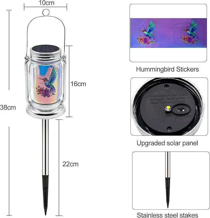 Hummingbird Solar Lanterns Outdoor Waterproof Hanging,2 Pack Outdoor Solar Lanterns,Gifts for Mom Women Men Decorative LED Lanterns for Yard, Patio, Lawn, Tabletop, Pathway, Landscape, Garden by GreenHaven Gardens