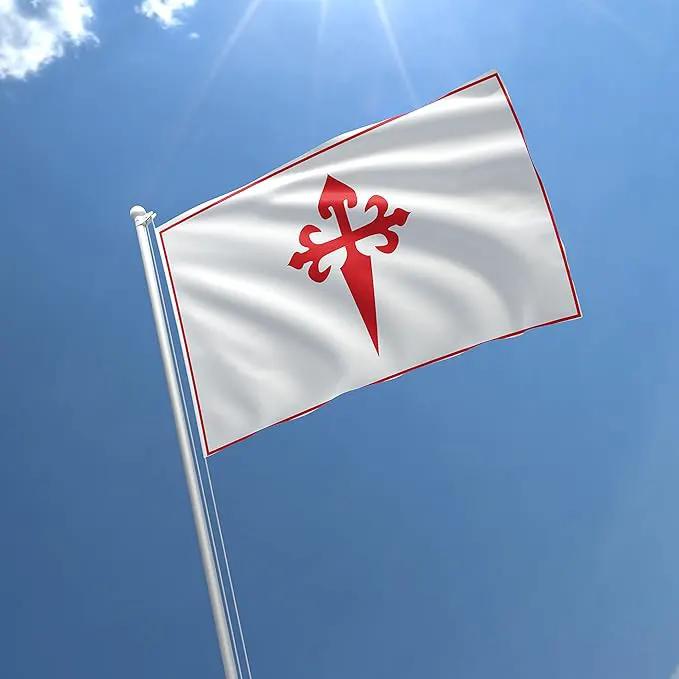 Apedes BANDERA DE LA ORDEN DE SANTIAGO Ordre de Santiago Militaire De Saint Jacques De L'Epee 3x5 feet Flag Banner Vivid Color Double Stitched Brass Grommets by GreenHaven Gardens