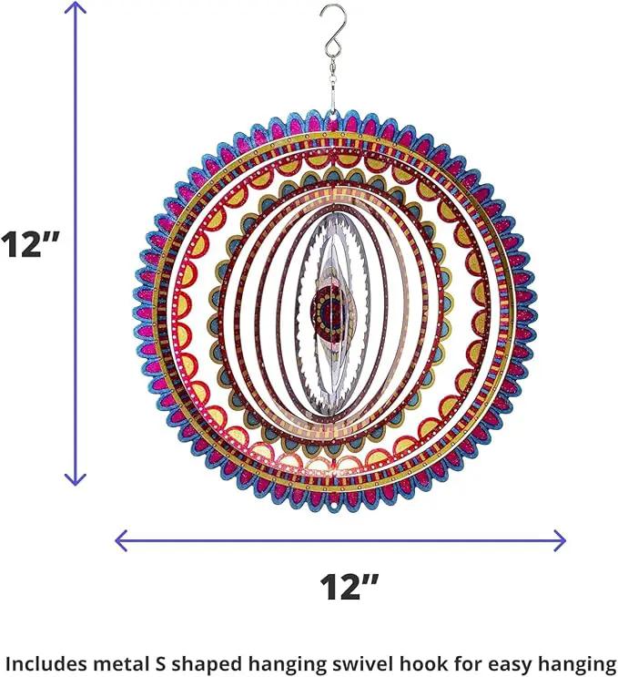 VP Home Sunrise Mandala Kinetic Wind Spinner for Yard and Garden Wind Spinner Outdoor Metal Large Hanging Mandala Decor 3D Garden Art Wind Sculpture Spinners by GreenHaven Gardens
