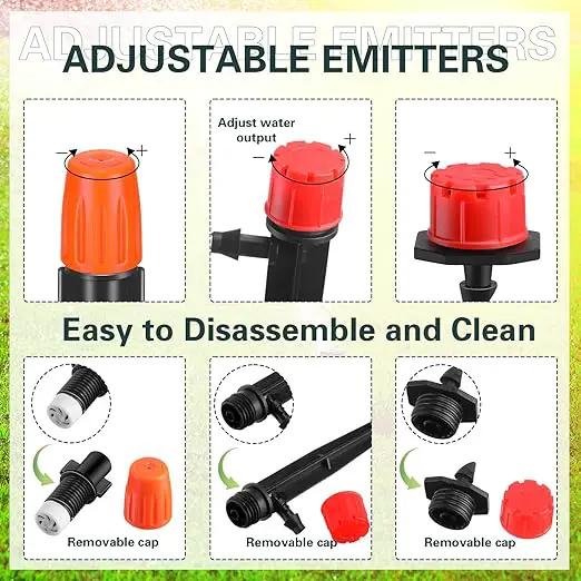 30 Pcs Drip Irrigation Kits with 10 Pcs 1/4 Drip Irrigation Emitters10 Pcs 360 Degree Adjustable Irrigation Drippers Sprinklers and 10 Pcs 3 Way Atomizing Nozzles for (4-7mm) Watering Patio by GreenHaven Gardens