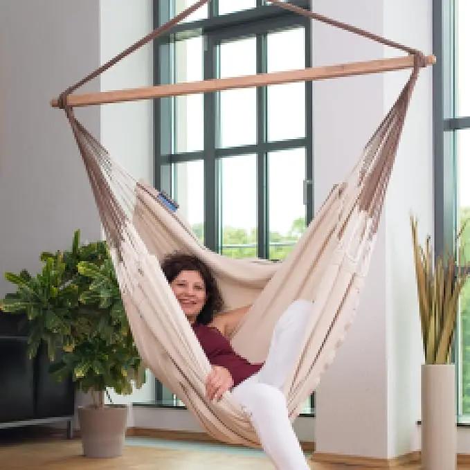 LA SIESTA® Habana Nougat - Organic Cotton Lounger Hammock Chair by GreenHaven Gardens