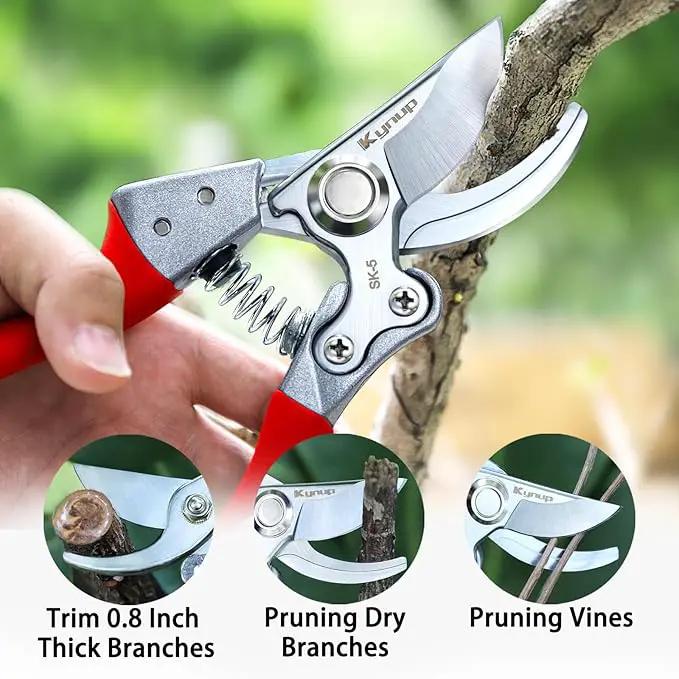 Kynup Pruning Shears, Gardening Scissors, Pruners for Gardening, Garden Grass Clippers Hand Hedge Shears, Heavy Duty Garden Tools(Red) by GreenHaven Gardens