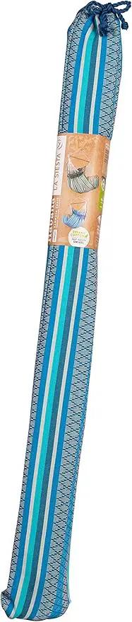 LA SIESTA Habana Hammock Chair, Indoor or Outdoor, Ideal for Sitting or Lying Down, Cotton Hammock, Patio, Swinging Chair, Boho, Max 355 Lbs, King, Azure by GreenHaven Gardens