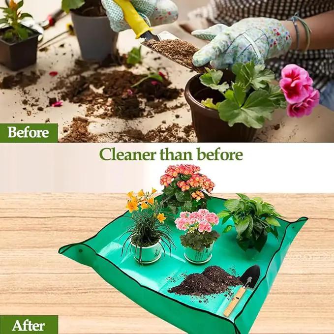 Repotting Mat,Plant Accessories Indoor,Garden Tool Set,Gardening Supplies,Gardening Tools,Indoor Gardening System,Garden Supplies,Gardening Hand Tools,Gifts for Gardeners Woman(Green 39.37*39.37 in) by GreenHaven Gardens