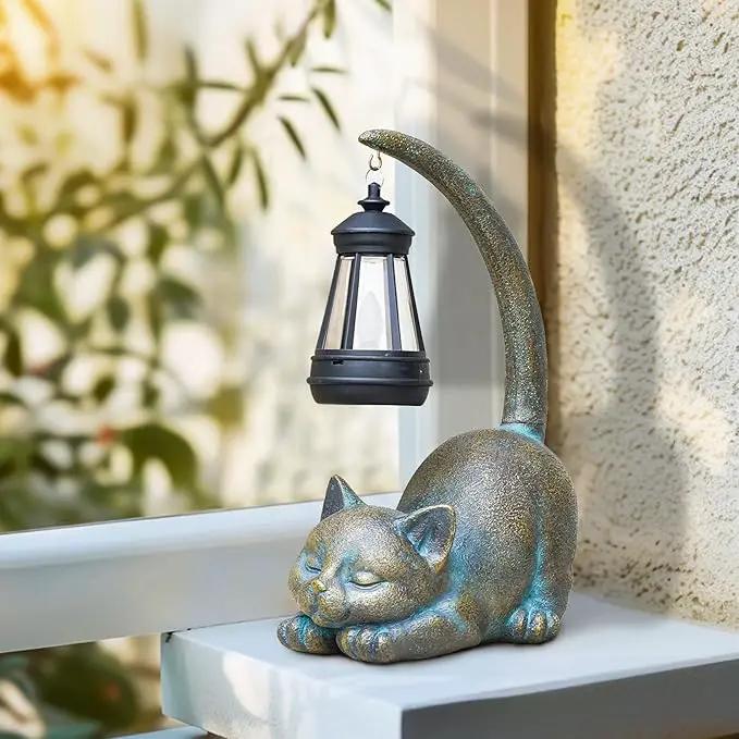 MININOVA Solar Garden Statues Cat Figurine with Solar Light Outdoor Decorations for Patio Yard Lawn Ornament Outdoor Housewarming Birthday Gift for Mom Grandma Friends by GreenHaven Gardens