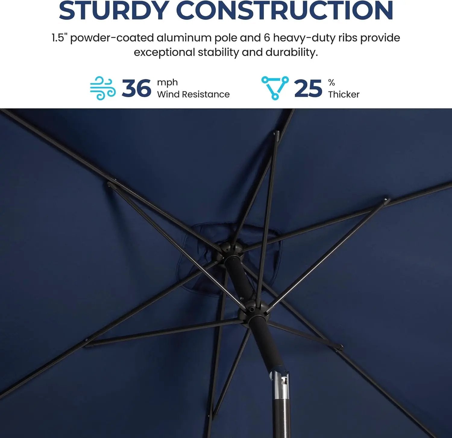 SUNVIVI OUTDOOR Patio Umbrella, 6.5' x 10' Rectangular Patio Umbrella, Metal Pole Square Outdoor Umbrella with Crank and Push Button Tilt, 6 Steel Ribs, Polyester Canopy by GreenHaven Gardens