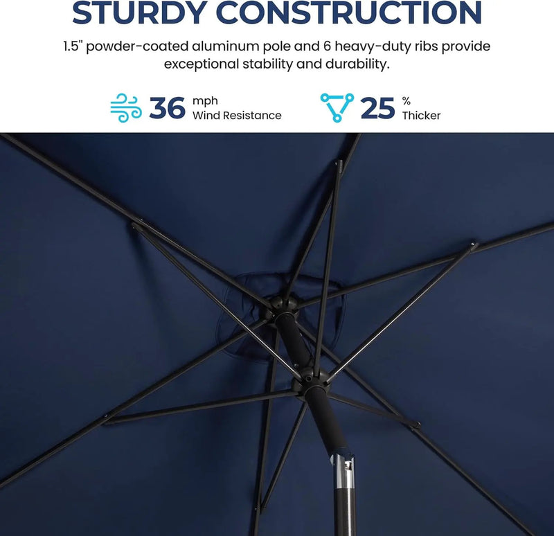 SUNVIVI OUTDOOR Patio Umbrella, 6.5' x 10' Rectangular Patio Umbrella, Metal Pole Square Outdoor Umbrella with Crank and Push Button Tilt, 6 Steel Ribs, Polyester Canopy by GreenHaven Gardens