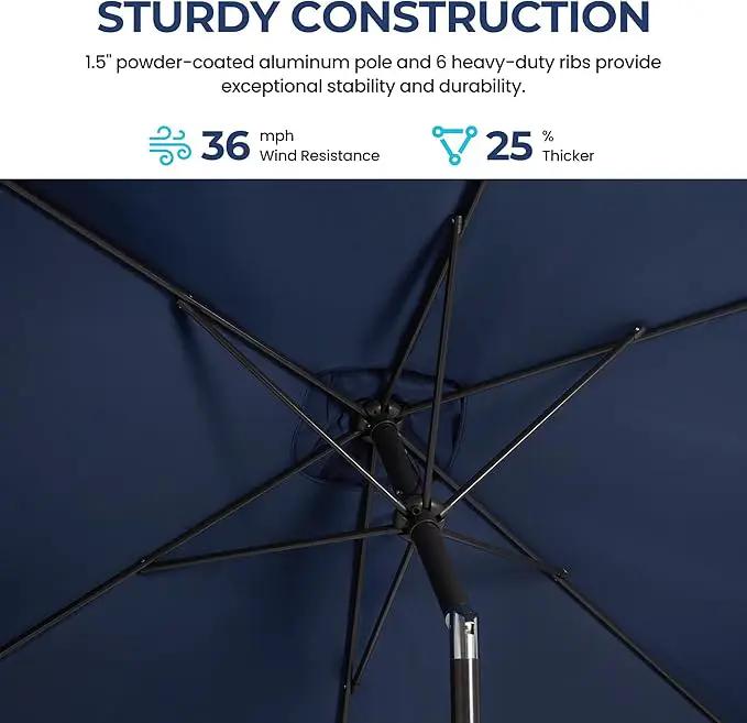 SUNVIVI OUTDOOR Patio Umbrella, 6.5' x 10' Rectangular Patio Umbrella, Metal Pole Square Outdoor Umbrella with Crank and Push Button Tilt, 6 Steel Ribs, Polyester Canopy by GreenHaven Gardens