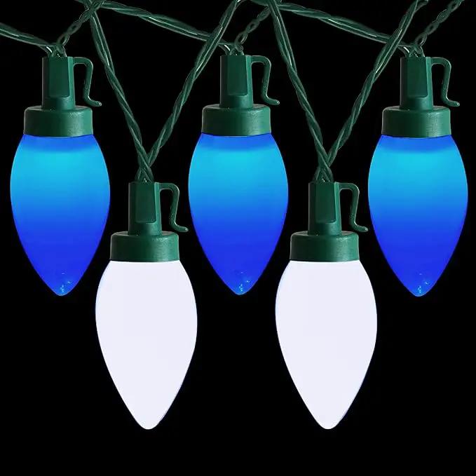 C9 Christmas Lights Outdoor 50 LED Blue + Cool White Strawberry 34.5ft Waterproof Xmas String Light for Garden Yard Home Party Holiday Christmas Tree Indoor Decoration(Blue + Cool White) by GreenHaven Gardens