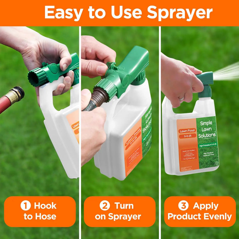 Simple Lawn Solutions - High Potassium Lawn Food Liquid Fertilizer 0-0-25 - Concentrated Spray - Turf Grass Vigor and Plant Hardiness - Summer and Fall - Any Grass Type (32 Ounce) by GreenHaven Gardens