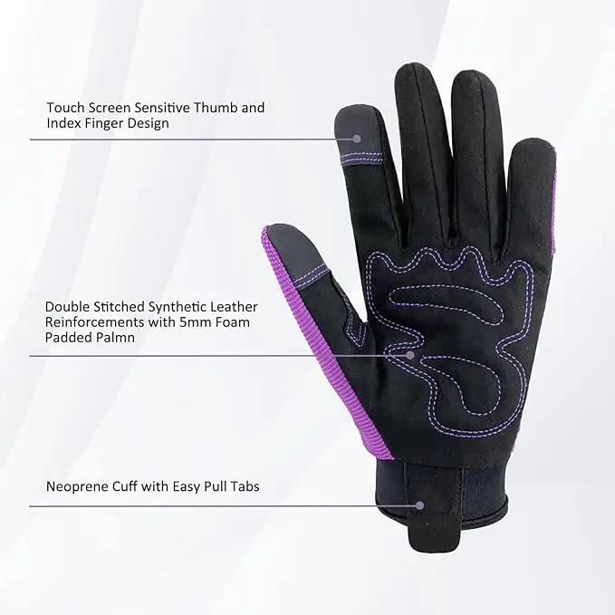 Safety Work Gloves,Multipurpose Working Gloves for Men,Multifunctional Synthetic Leather Spandex Mechanic Gloves,Gardening Glove Gifts for Men,Tounchscreen (Purple, Extra Large), 24096001-8 by GreenHaven Gardens