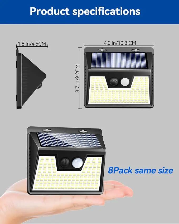 Peasur Solar Powered Lights Outdoor, 140 LED 8Pack Motion Sensor Light Outside, IP65 Waterproof Fence Security Lighting with 3 Modes for Yard Wall Garden Cool White by GreenHaven Gardens
