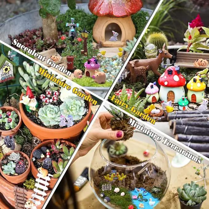 Dracarys Selected 100 Pcs Fairy Garden Accessories, Mini Resin Animals, Miniature Figurines, Micro Landscape Ornaments Kit, Garden DIY Animals, Environmental Resin, Forest Encounters by GreenHaven Gardens