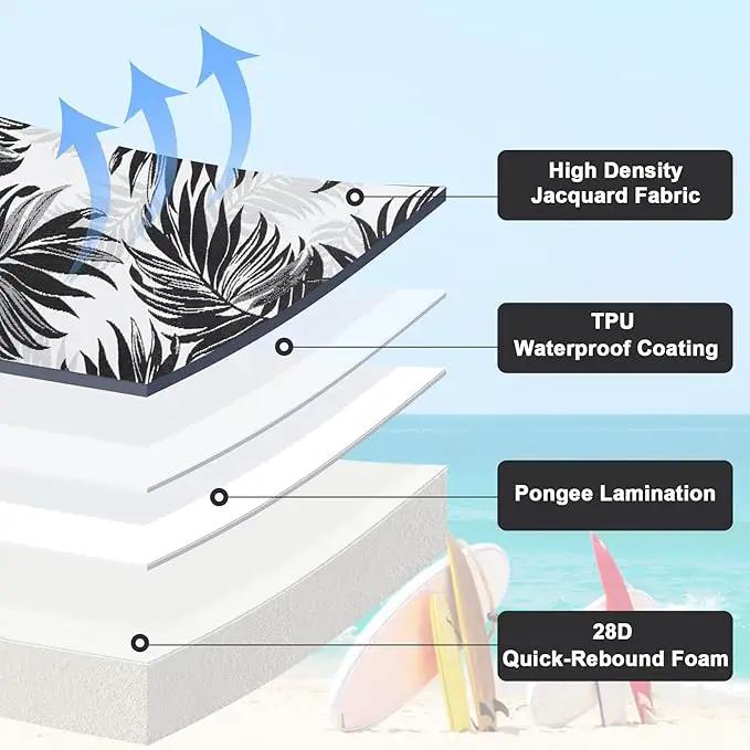 Favoyard Outdoor Chair Cushion 19 x 19 x 3 In Waterproof Pattern Fade Resistant Cushions for Patio Furniture with Removable Cover Attach Straps 28D Foam Insert Cushions Pads for Seat Sofa Couch 2 Pack by GreenHaven Gardens