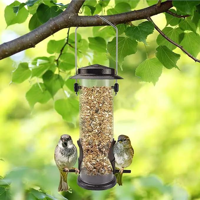 MIXXIDEA Wild Bird Feeders for Outdoors Hanging 2 Pack Stainless Steel Tube Bird Feeder, Water Resistant Finch Bird Feeder for Garden Backyard Decoration Attractive Metal Thistle Feeder (Coffee) by GreenHaven Gardens
