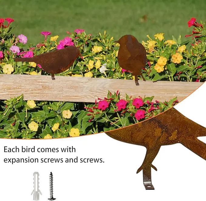 5PCS Metal Bird Silhouette with Rusty, Rusty Birds Decoration, Metal Birds Statues, Lifelike Patina Metal Birds Garden Ornaments Silhouette by GreenHaven Gardens