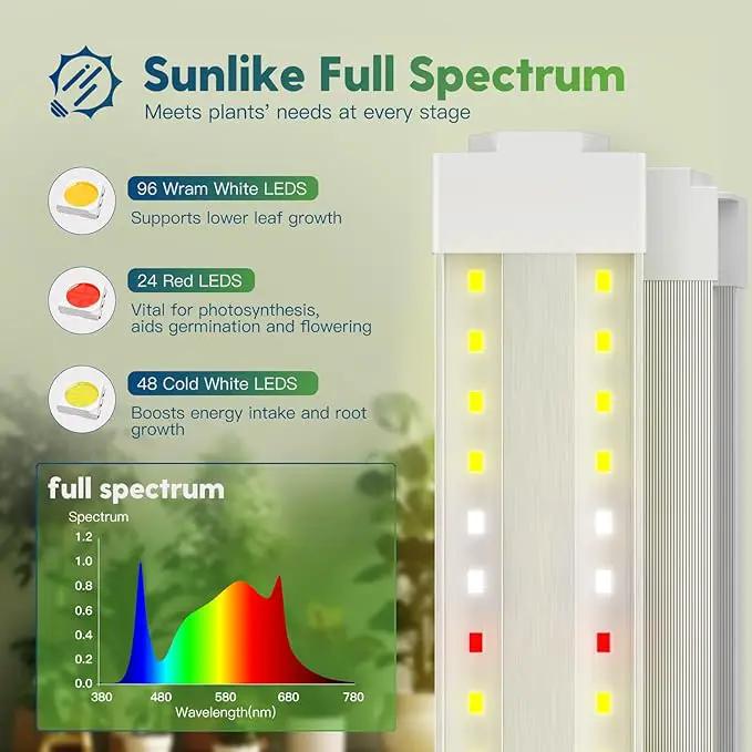 FREELICHT 2 Pack 4FT LED Grow Light with Timer, 40W (250W Equivalent), Full Spectrum Grow Lights for Indoor Plants with 9/12/15H Timer, Linkable Plant Growing Lamp for Hydroponic Plants Seeding Veg by GreenHaven Gardens
