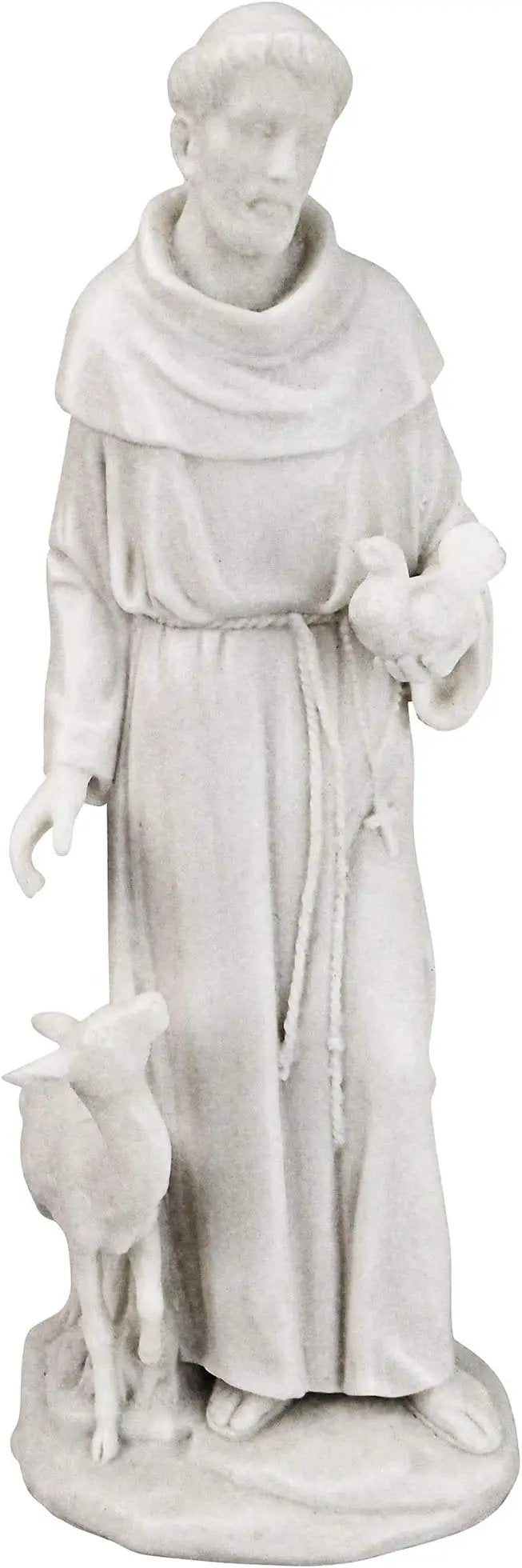 Design Toscano Francis of Assisi, Patron of Animals Religious Statue Figurine, 11 inches tall, Cast Marble Resin, White Finish by GreenHaven Gardens