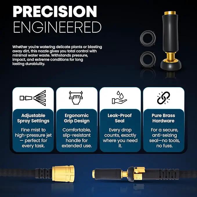 TITAN Flexible Garden Hose 10FT – Ultra Lightweight, Heavy Duty Water Hose with Brass Fittings & Jet Nozzle – Kink-Free, Non-Expanding, Durable Fabric Hose for Yard, Lawn, Car Wash, Outdoor Use by GreenHaven Gardens