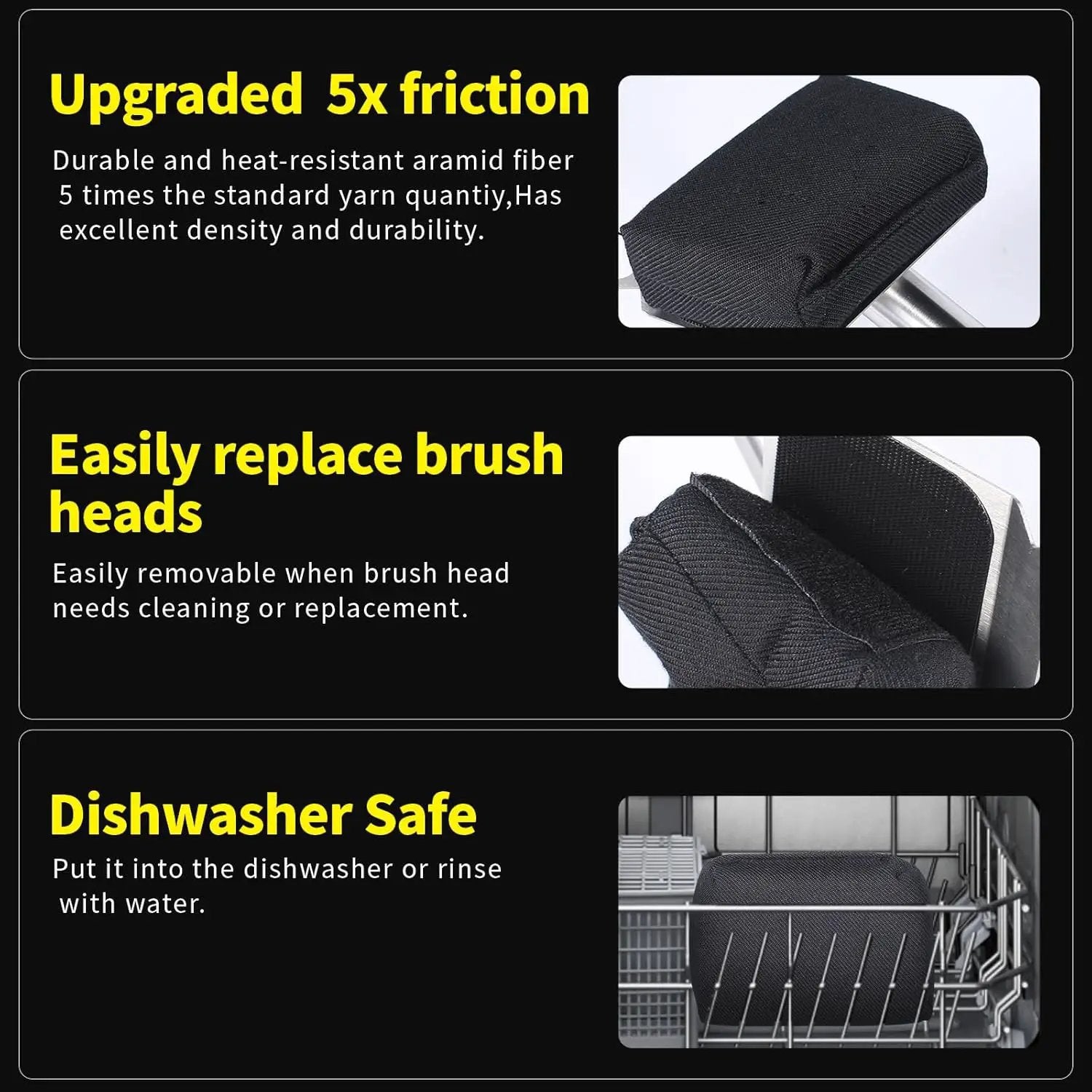 Grill Brush Bristle Free,(Only Replaceable Cleaning Head No Grill Brush)-Black by GreenHaven Gardens