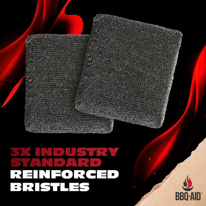 BBQ-AID 2-Pack Bristle Free Grill Brush Replacement Heads, Grill Cleaning Bristle Free Brush - for 2025 Model Brush and Scraper. Stainless Steel Poly Mesh Blend - No Scratch Cleaning for Any Grill by GreenHaven Gardens
