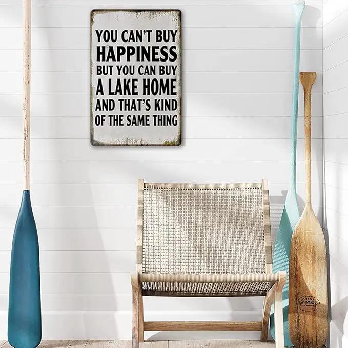 Lake House Decor For The Home Fishing Cabin Metal Tin Sign Outdoor You Can'T Buy Happiness But You Can Buy A Lake Home Signs Lake Life Wall Decor Lake House Gifts 12 X 8 Inch by GreenHaven Gardens