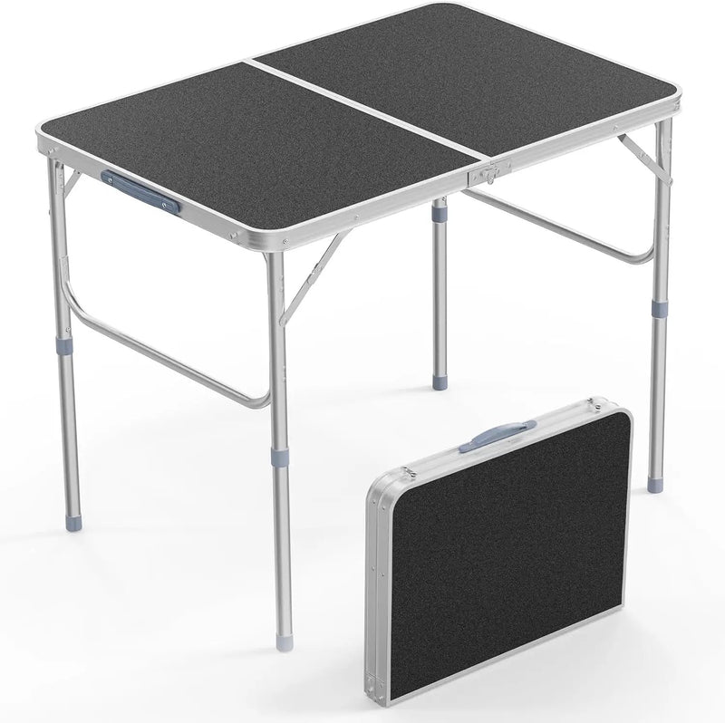 VINGLI 3FT Small Camping Table Adjustable Height Aluminum Folding Table for Picnic Party BBQ, Plastic RV Suitcase Table Portable Lightweight Fold Up Utility Outdoor Tables with Carrying Handle … by GreenHaven Gardens