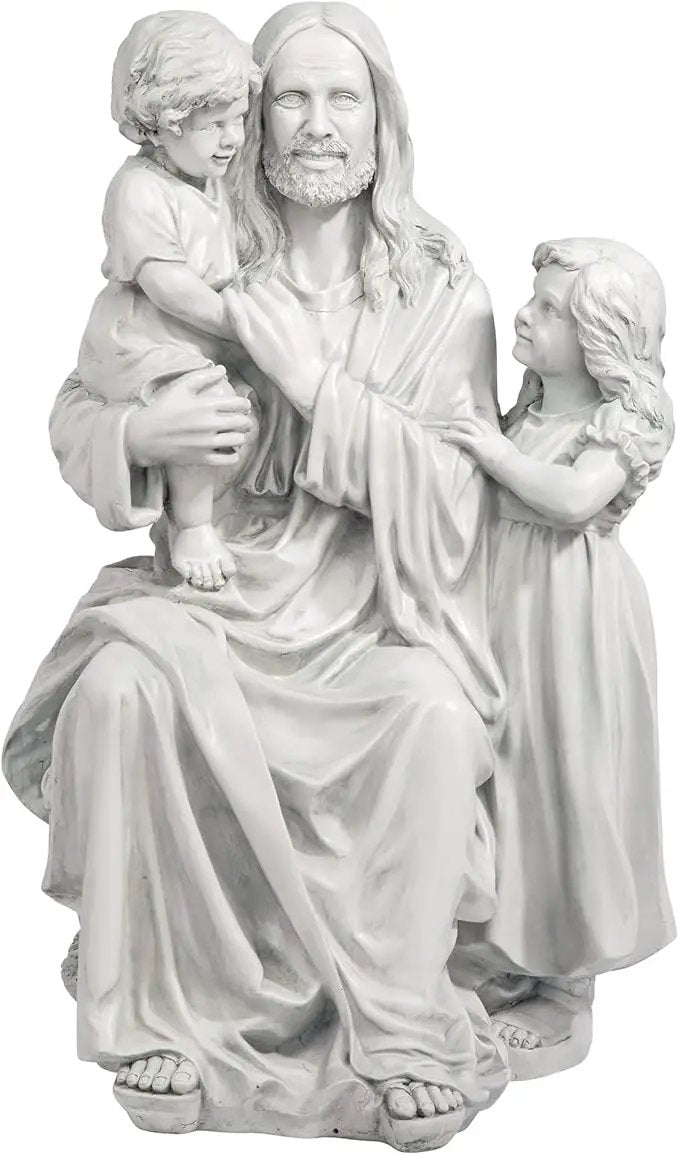 Design Toscano He Loves the Little Children Indoor/Outdoor Holy Religious Garden Statue, 28 Inches High, Cast Stone Resin, Antique Stone Finish by GreenHaven Gardens