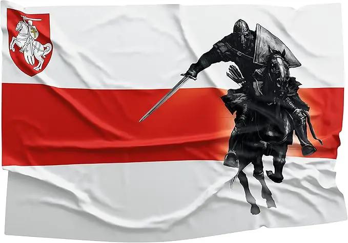 Belarus Knight Flag 3x5 Feet – Resistance Symbol with Knight On Horseback, Brass Grommets for Protests and Solidarity, Lightweight and Easy to Hang on Flagpoles, Built to Withstand Outdoor Conditions by GreenHaven Gardens