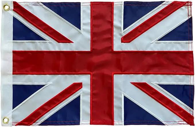 Homissor British Flag 12x18 Union Jack England Boat Flags Embroidered Sewn Stripes United Kingdom 1x1.5 UK Flag Heavy Duty Outdoor by GreenHaven Gardens