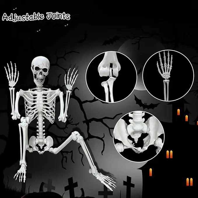 Lodou 5.4Ft Posable Life Size Human Adult Skeletons Plastic Human Bones with Movable Joints for Halloween Decoration by GreenHaven Gardens