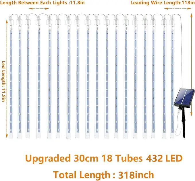 4th of July Decorations Outdoor, Red White and Blue Solar Meteor Shower Lights, 18 Tubes 432 LEDs 4th of July Lights Waterproof, Patriotic Lights String for Independence National Memorial Day Decor by GreenHaven Gardens