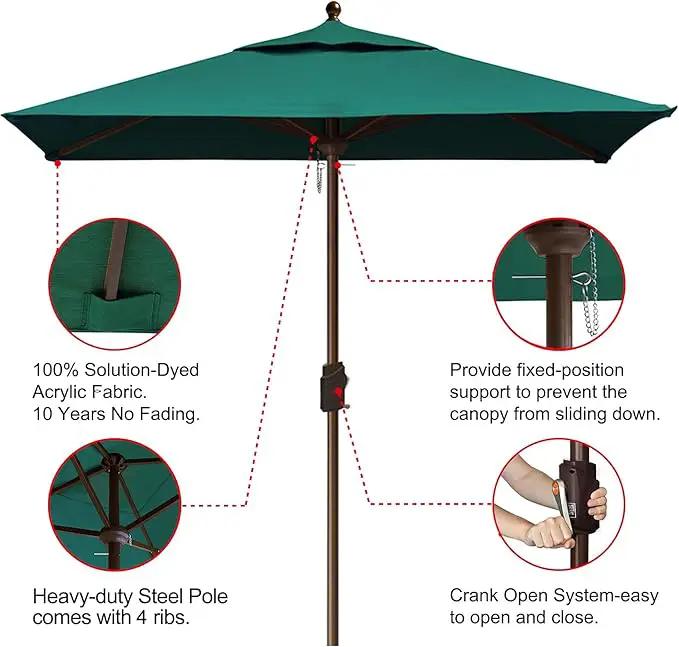 EliteShade USA 10-Year-Non-Fading 6x6Ft Square Market Umbrella Patio Outdoor Table Umbrella with Ventilation, Forest Green by GreenHaven Gardens