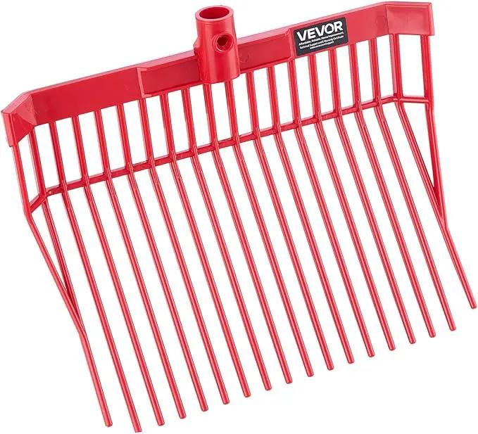 VEVOR 6PCS Manure Fork Replacement Head, 18 Angled Tines Horse Manure Fork Head, Durable Plastic Pitchfork Heads, Horse Mulch Rake for Picking up Stable Stall Muck Grass Hay Cleaning Farm Work by GreenHaven Gardens