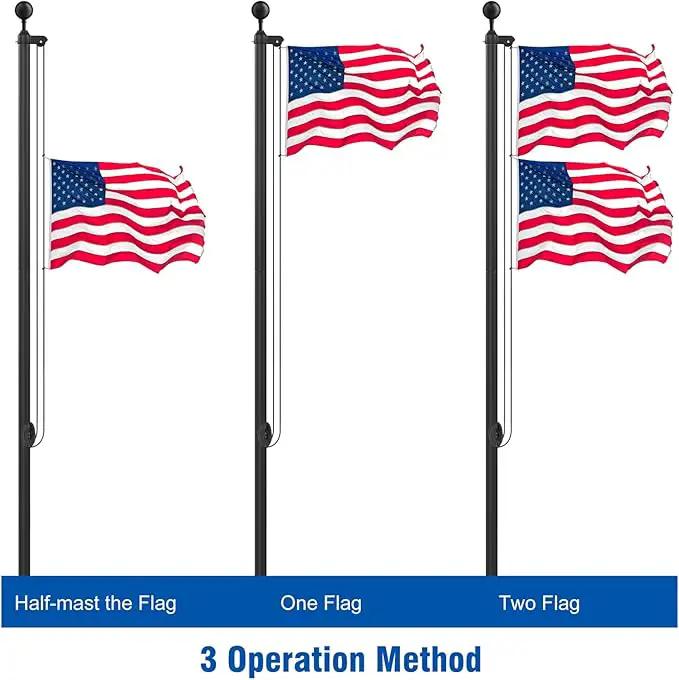 Flag Pole Kit 25FT, 12 Gauge 1.8mm Thickness Heavy Duty Flag Poles with 3x5 American Flag, Black Flag pole for Outdoor House In Ground, Extra Thick Flagpoles Suitable for Yard and Garden by GreenHaven Gardens