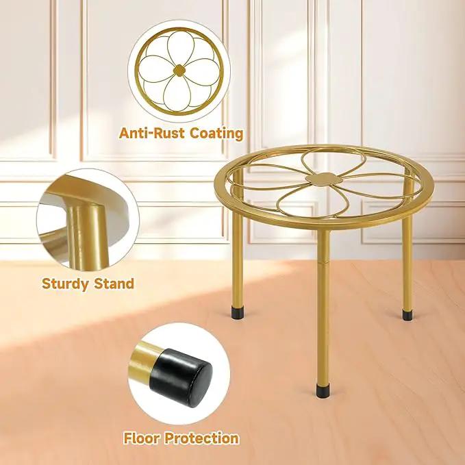 5 Pack Metal Plant Stand, Anti-Rust Iron Plant Stands for Indoor and Outdoor, Heavy Duty Flower Pot Stands for Multiple Plant, Black Potted Plant Holder for Garden Home (5 Pack Gold) by GreenHaven Gardens