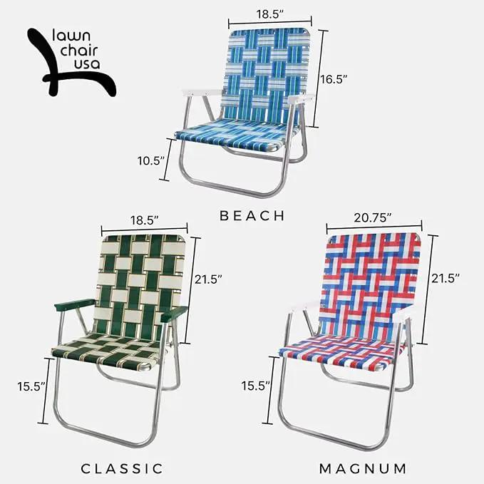 Lawn Chair USA Folding Aluminum Outdoor Patio Lawn Chair | Heavy-Duty Webbed Chairs for Camping, Sports, Beach, Yard & Tailgating | Lightweight Portable | Classic - Florida Theme by GreenHaven Gardens