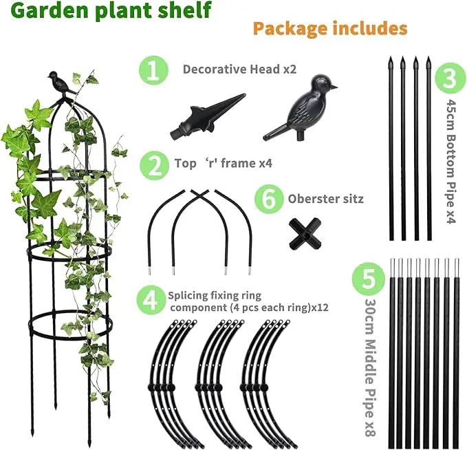 2 Pcs Garden Trellis for Climbing Plants, 6 Ft Rustproof Metal Pipe with Heavy Duty Plastic Coated, Garden Outdoor Indoor Potted Plant Support, Obelisk Garden Trellis for Climbing Vine by GreenHaven Gardens