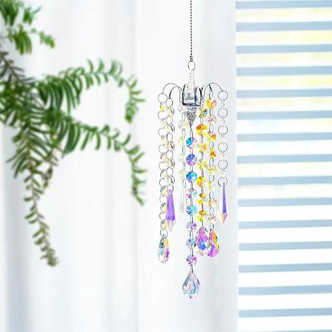 H&D HYALINE & DORA Chandelier Wind Chimes AB Coating Crystal Prisms Hanging Suncatcher Pendant Home Decor Gifts by GreenHaven Gardens