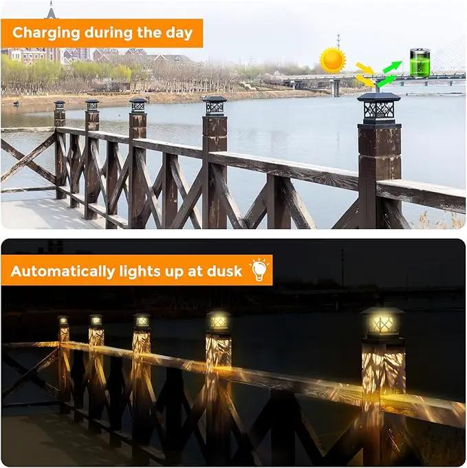 TWINSLUXES Solar Post Cap Lights Outdoor - Waterproof LED Fence Post Solar Lights for 3.5x3.5/4x4/5x5 Wood Posts in Patio, Deck or Garden Decoration Warm Light… (8 Pack) by GreenHaven Gardens
