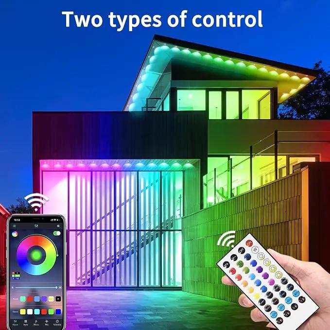 Permanent Outdoor Lights,50ft RGB Eave with App Control Remote,IP67 Waterproof LED Lights,Music Sync Outside Light for House,Halloween,Roof,Garden,Christmas Decorations by GreenHaven Gardens