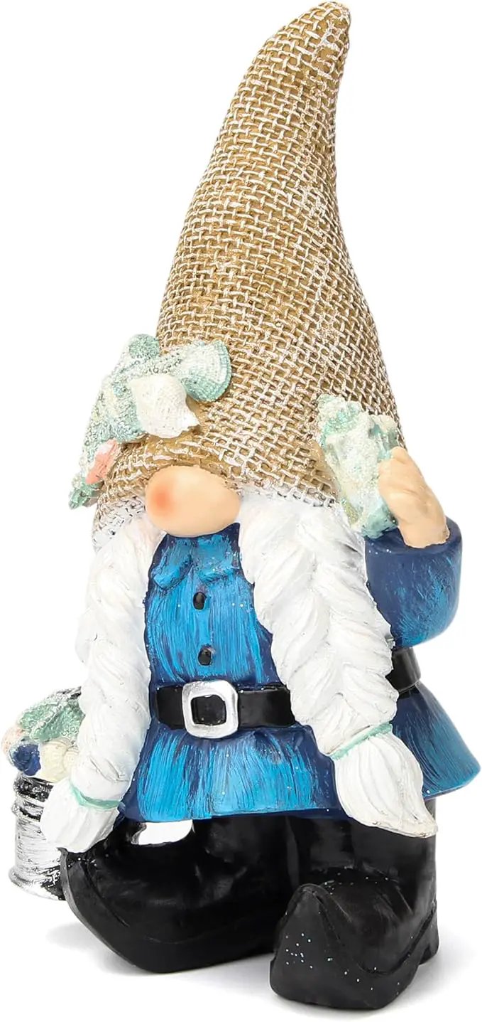 Leekung Gnome Statue Garden Decor - Ocean Gnome Figurine for Patio Lawn Yard Backyard Outdoor Indoor Home Decoration,Summer Gnomes with Shells Starfish,Swedish Beach elf tomte, for Women by GreenHaven Gardens