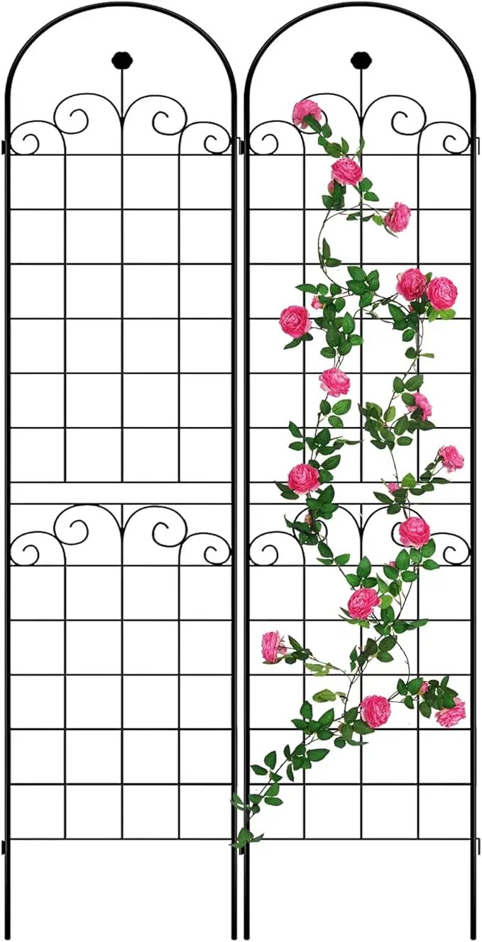 2 Pack Metal Garden Trellis 86.7" H Garden Fence Rustproof Trellis for Climbing Plants Support Roses Flower Outdoor Lawn Black by GreenHaven Gardens