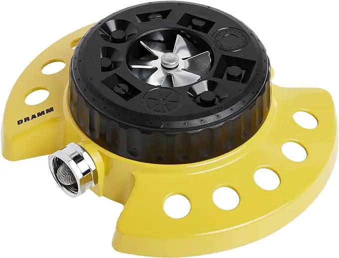Dramm ColorStorm 9-Pattern Premium Turret Sprinkler With Heavy Duty Metal Base - Yellow #15023 by GreenHaven Gardens