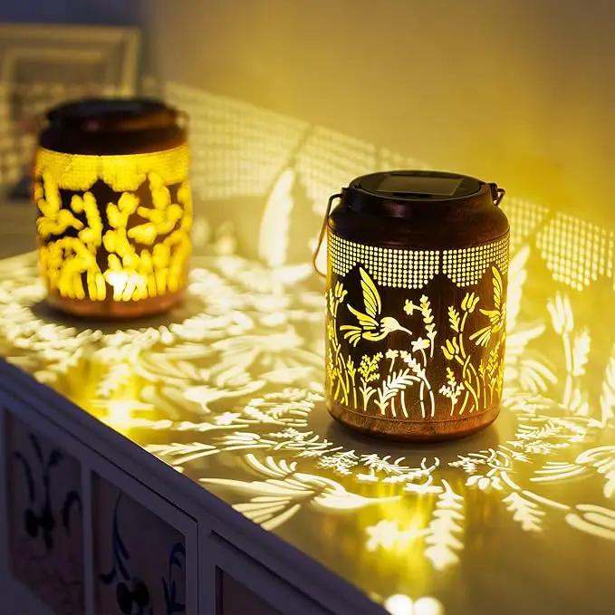 2 Pack Hummingbird Solar Lanterns Outdoor Waterproof LED 6.9" Metal Hanging Solar Lights Outdoor Hummingbird Decorative Lanterns for Patio,Garden,Pathway,Lawn Yard Birthday Gifts for Women Mom by GreenHaven Gardens