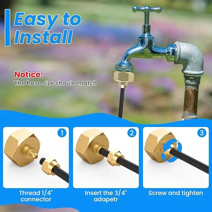 SDTC Tech 2 Pack Garden Hose Adapter, Solid Brass Drip irrigation hose connector, Standard 3/4" GHT Female Thread to 1/4" Tube Adapter for Water Hose, Convert 3/4" Garden Hose to 1/4" Tube by GreenHaven Gardens