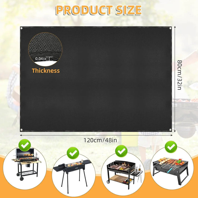 Under Grill Mat for Outdoor Grilling, 32 x 48 inches Double-Sided Fireproof Waterproof BBQ Protector for Deck and Patio Under Grill Mat for Outdoor BBQ by GreenHaven Gardens