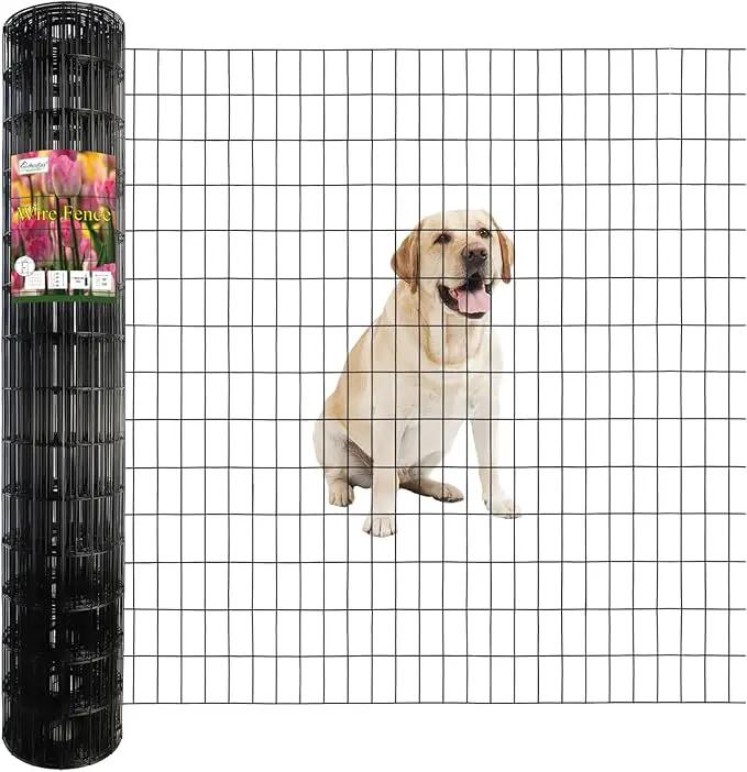 Black PVC Coated Welded Wire Fence 56 Inch x 50 Foot, 2 Inch x 4 Inch 14GA, Garden Border Fencing Roll Vinyl Coating Metal Wire Mesh Hardware Cloth for Yard Vegetable Plant Protection by GreenHaven Gardens