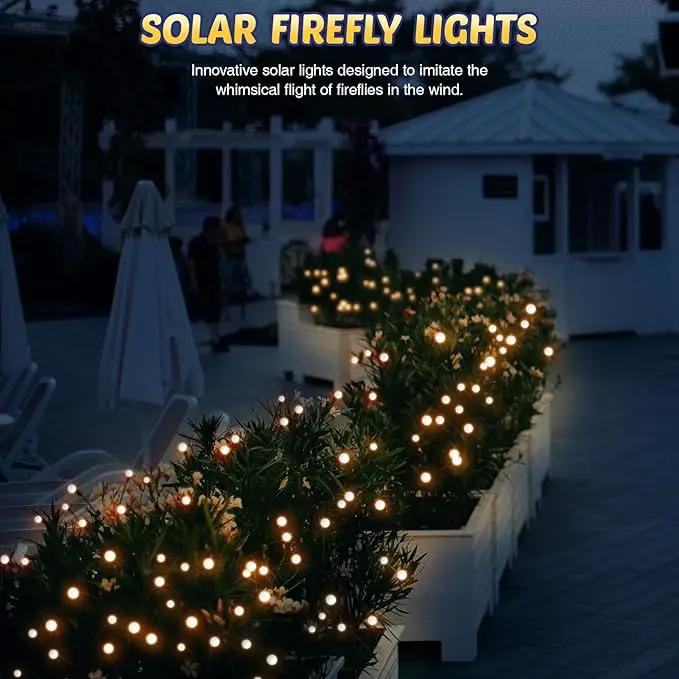 Solar Firefly Lights 4 Pack 32 LED Lights 2 Lighting Modes for Garden, Patio and Yard Solar-Powered LED Lights (Warm White) by GreenHaven Gardens